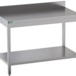 MESA DE TRABALHO EM INOX COM MOCHILA 160x70x95cm (GDATS167A)