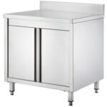 MESA ARMÁRIO INOX 2 PORTAS ARTICULADAS COM MOCHILA 80x70x95cm (GDASR87A)