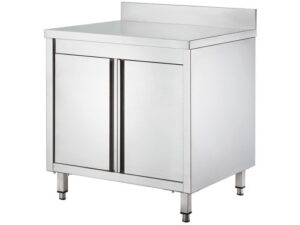 MESA ARMÁRIO INOX 2 PORTAS ARTICULADAS COM MOCHILA 80x70x95cm (GDASR87A)