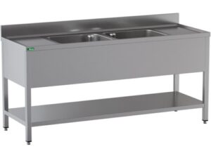 PIA ABERTA EM INOX - 2 COPOS CENTRAIS 200x70x95cm (GD207BM2)