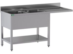 PIA CANTILEVER AÇO INOX - 2 COPOS 180x70x95cm (GDS187L2DW)