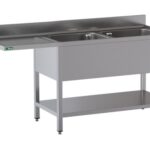 PIA CANTILEVER AÇO INOX - 2 COPOS 160x70x95cm (GDS167R2DW)
