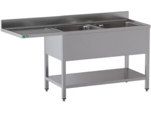 PIA CANTILEVER AÇO INOX - 2 COPOS 180x70x95cm (GDS187R2DW)