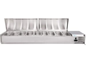 EXPOSITOR DE PIZZAS REFRIGERADO COM TAMPA EM INOX +2+8°C FORCOLD (G-VRX2000-380SS)
