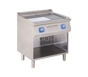 Chapa de Fritura Cromada Elétrica GORT GG1340-080EV+S02 — Liso/Estriado, sobre Base Aberta
