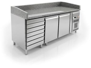 BALCÃO DE PIZZA REFRIGERADO VENTILADO +2+8°C AÇO INOX+GRANITO (G-PZ2610TN)
