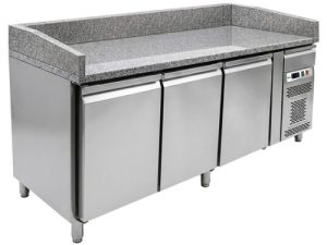 BALCÃO DE PIZZA REFRIGERADO VENTILADO +2+8°C AÇO INOX+GRANITO (G-PZ3600TN)