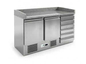 BANCO DE PIZZAS REFRIGERADO ESTÁTICO +2+8°C INOX+GRANITO (G-S903PZCAS)
