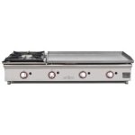 Plancha a gas 80 cm en acero rectificado 15 mm + fogón 6 Kw ARILEX con medidas 120PGRFN