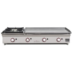 Plancha a gas 80 cm en acero 15 mm con baño cromo duro + fogón 6 Kw ARILEX 120PGCFN