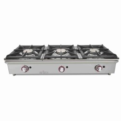 Cocina a gas sobremostrador ARILEX de 3 fuegos de 5,8 + 5,8 + 5,8 Kw 120CGN