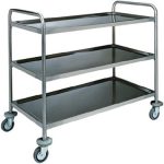 CARRINHO INOX - 3 PRATELEIRAS ESTAMPADAS (CA1417)