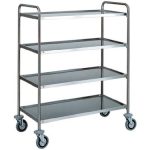 CARRINHO INOX - 4 PRATELEIRAS ESTAMPADAS (CA1424)
