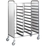 CARRINHO INOX PORTA-TABULEIROS - PAINEL INOX - 30 TABULEIROS (CA1470PI)