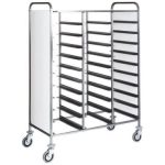 CARRINHO INOX PORTA-TABULEIROS - PAINEL BRANCO - 30 TABULEIROS (CA1470P)