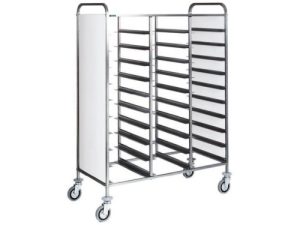 CARRINHO INOX PORTA-TABULEIROS - PAINEL BRANCO - 30 TABULEIROS (CA1470P)