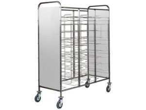 CARRINHO INOX PORTA-TABULEIROS FIO - PAINEL INOX - 30 TABULEIROS (CA1475PI)