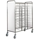 CARRINHO INOX PORTA-TABULEIROS FIO - PAINEL BRANCO - 30 TABULEIROS (CA1475P)