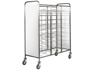 CARRINHO INOX PORTA-TABULEIROS FIO - PAINEL BRANCO - 30 TABULEIROS (CA1475P)