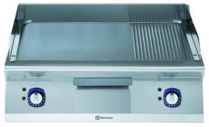 Electrolux Professional E7IIMIAOMEA ELECTRIC  FRY TOP-SMOOTH+RIBBED PLATE 800 MM-230V-BRUSHED CHROME (Code 371329)