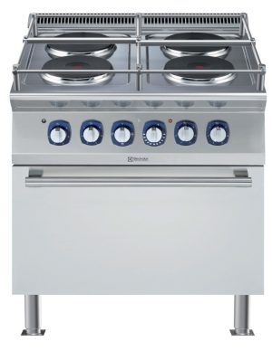 Electrolux Professional E7ECMH4RE5 Modular Cooking Range Line 700XP 4- Hot Round Plates Electric Boiling Top on Electric Oven - Marine (Code 371148)