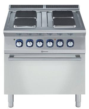 Electrolux Professional E7ECMH4QE5 4-HOT SQ.PLATE EL.RANGE+OVEN 800MM-400V (Code 371150, Alias 9PDX371150)
