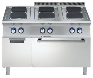 Electrolux Professional E7ECML6Q26 6-SQ.PLATE EL.RANGE+OVEN+BASE1200MM-440V (Code 371153, Alias 9PDX371153)