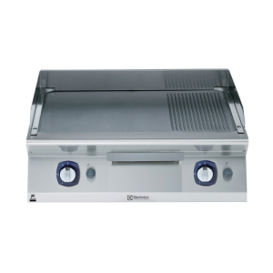 Electrolux Professional E7IIMAAOMEA GAS FRY TOP-SMOOTH+RIBBED PLATE 800 MM-BRUSHED CHROME (Code 371335)