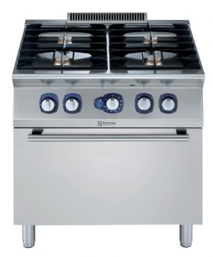 Electrolux Professional E7AAKTBBMEI 4-BURNER GAS RANGE+GAS OVEN 800MM - QMARK (Code 371403)