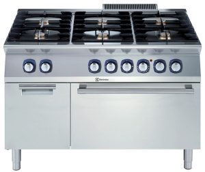 Electrolux Professional E7GCGL6C20 6-BURNER GAS RANGE+EL.OVEN+CUPB.1200MM (Code 371006, Alias 9PDX371006)