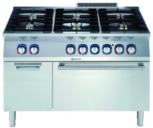 Electrolux Professional E7AANTBGMII Modular Cooking Range Line 700XP 6-Burner Gas Range on Electric Oven with Cupboard (Code 371406)