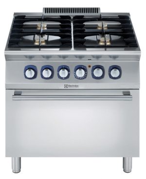 Electrolux Professional E7GCGH4CEN 4-BURNER GAS RANGE+ELEC.OVEN 800MM-230V (Code 371125)
