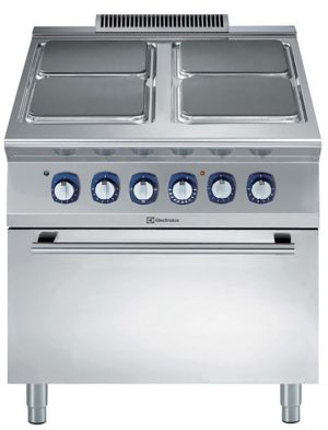 Electrolux Professional E9ECEH4QE0 4-HOT SQUARE PL. ELEC. RANGE+OVEN 800 MM (Code 391041, Alias 9PDX391041)
