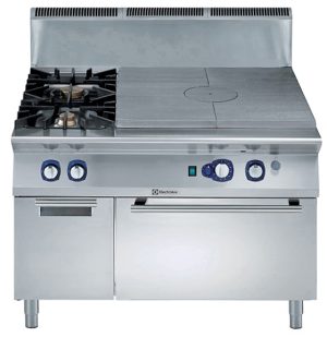 Electrolux Professional E9STGL3031 GAS SOLID TOP+2BURN+CONV.OVEN+CUP.1200MM (Code 391215, Alias 9PDX391215)