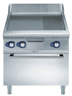 Electrolux Professional E9FTGHSPG0 GAS FRYTOP SMOOTH+RIBB.SLOPED+OVEN 800MM (Code 391052, Alias 9PDX391052)