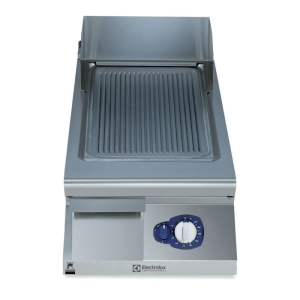Electrolux Professional E9IILAAOMCA GAS FRYTOP RIBBED SLOPED PLATE 400 MM-BRUSHED CHROME (Code 391354)