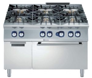 Electrolux Professional E9GCGL6C10 6-BURNER GAS RANGE+OVEN+CUPBOARD 1200 MM (Code 391013, Alias 9PDX391013)