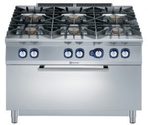 Electrolux Professional E9GCGL6CLM 6BURN(10KW)GAS RANGE+LARGE GAS OVEN 1200 (Code 391016, Alias 9PDX391016)