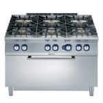 Electrolux Professional E9AAOTBJMII 6-BURNER (10KW)GAS RANGE+LARGE GAS OVEN 1200MM - QMARK (Code 391581)
