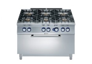 Electrolux Professional E9AAOTBJMII 6-BURNER (10KW)GAS RANGE+LARGE GAS OVEN 1200MM - QMARK (Code 391581)