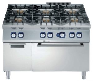 Electrolux Professional E9GCGLTC1M 6-BURNER(10KW)GAS RANGE+OVEN+CUPB.1200MM (Code 391254, Alias 9PDX391254)