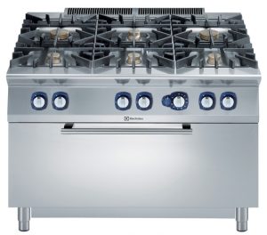 Electrolux Professional E9GCGLTCL0 6-BURNER GAS RANGE+LARGE GAS OVEN 1200MM (Code 391255, Alias 9PDX391255)