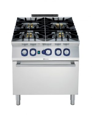 Electrolux Professional E9GCGH4CV 4-BURNER GAS RANGE + CONV. OVEN 800 MM (Code 391008, Alias 9PDX391008)